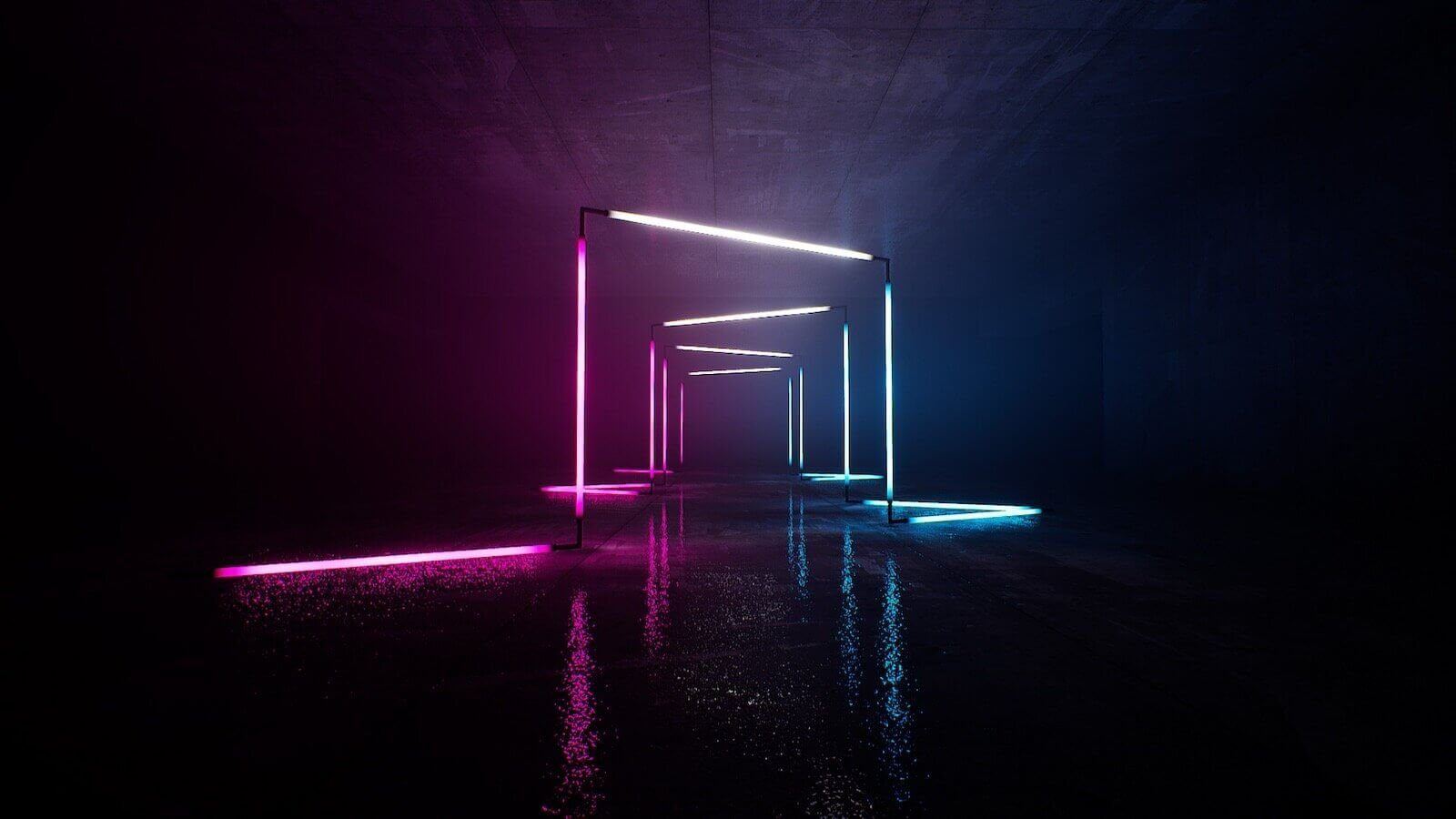 Neon virtual production standing set — angle 3 on the L.A. & ABQ Castle Studios stage