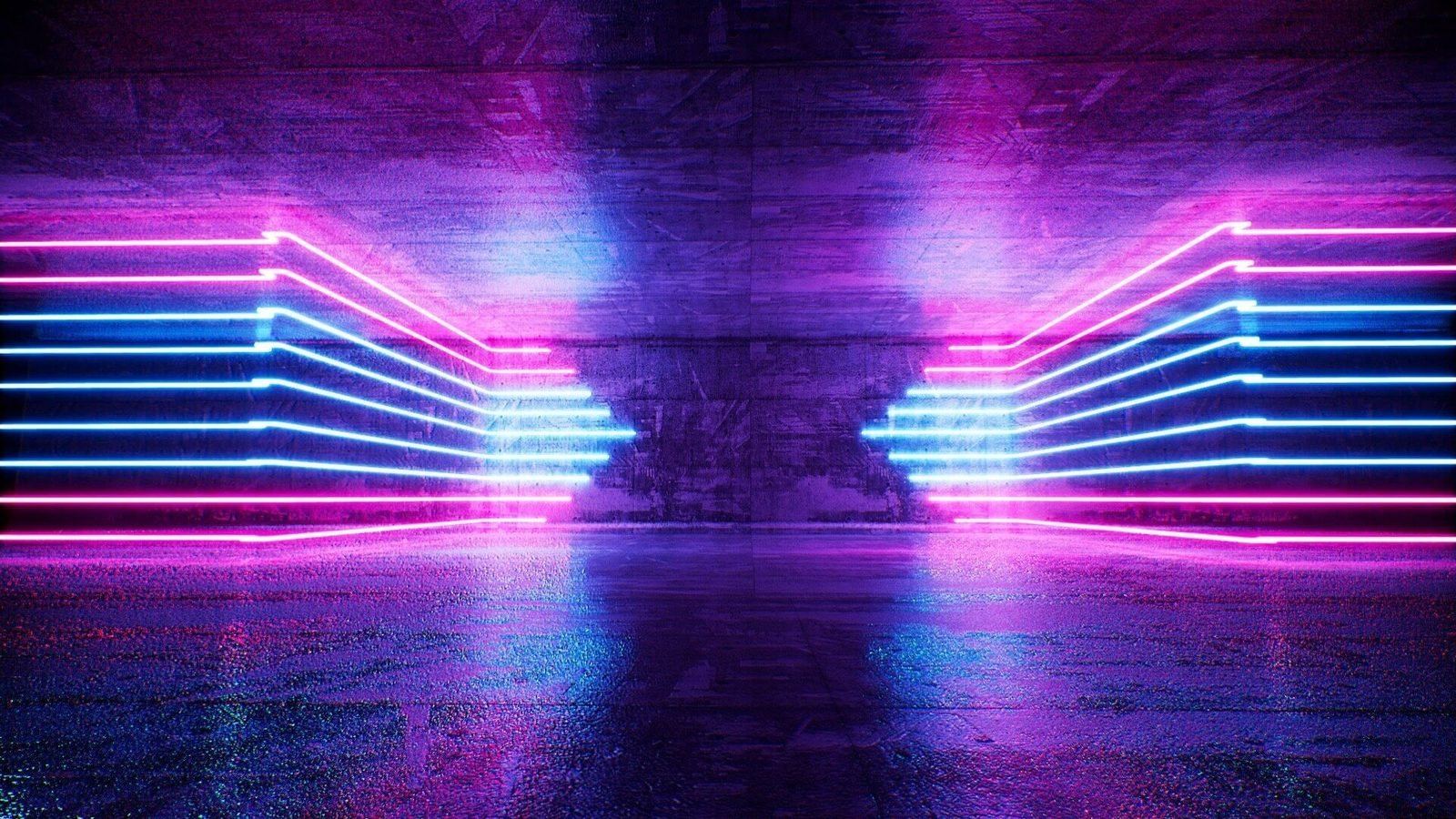 Neon virtual production standing set — angle 9 on the L.A. & ABQ Castle Studios stage