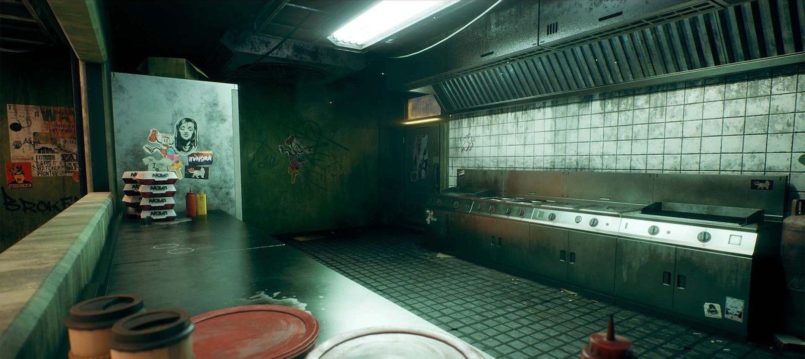 Nova Space Burgers virtual production standing set — angle 12 on the L.A. & ABQ Castle Studios stage
