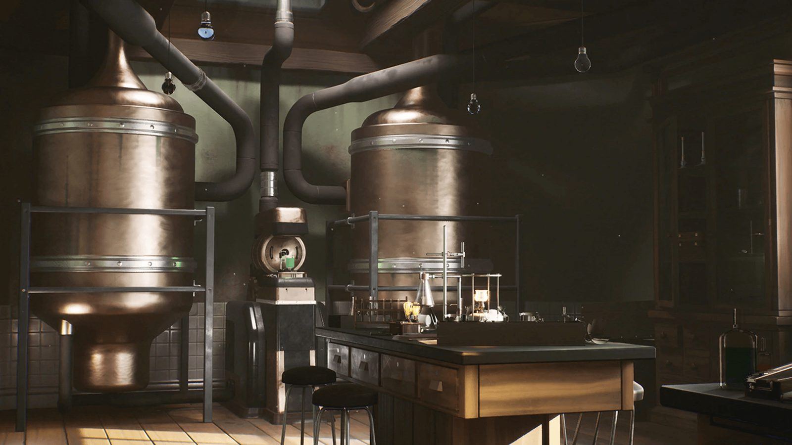 Old Laboratory virtual production standing set — angle 2 on the L.A. & ABQ Castle Studios stage
