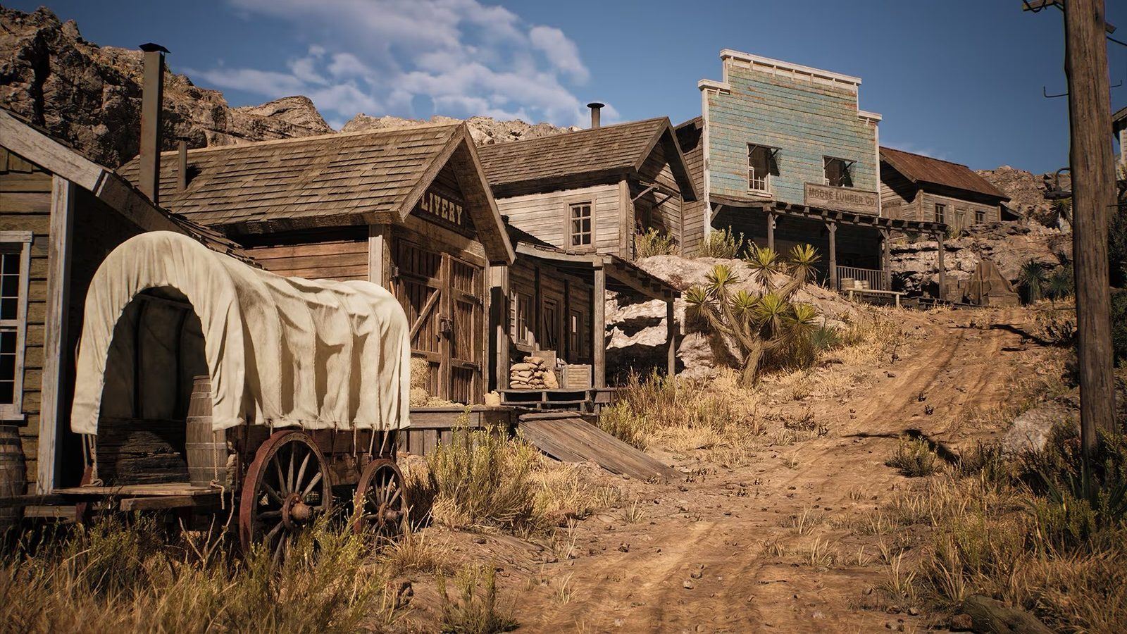 Old West Village virtual production standing set — angle 3 on the L.A. & ABQ Castle Studios stage