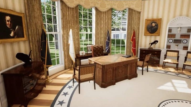 Oval Office & White House virtual production standing set — angle 2 on the L.A. & ABQ Castle Studios stage