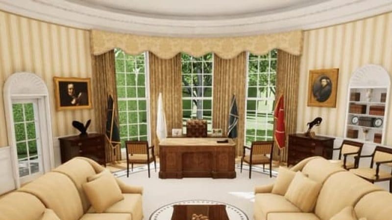 Oval Office & White House virtual production standing set — angle 3 on the L.A. & ABQ Castle Studios stage