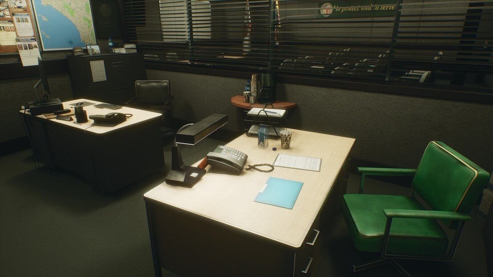 Police Station virtual production standing set — angle 2 on the L.A. & ABQ Castle Studios stage