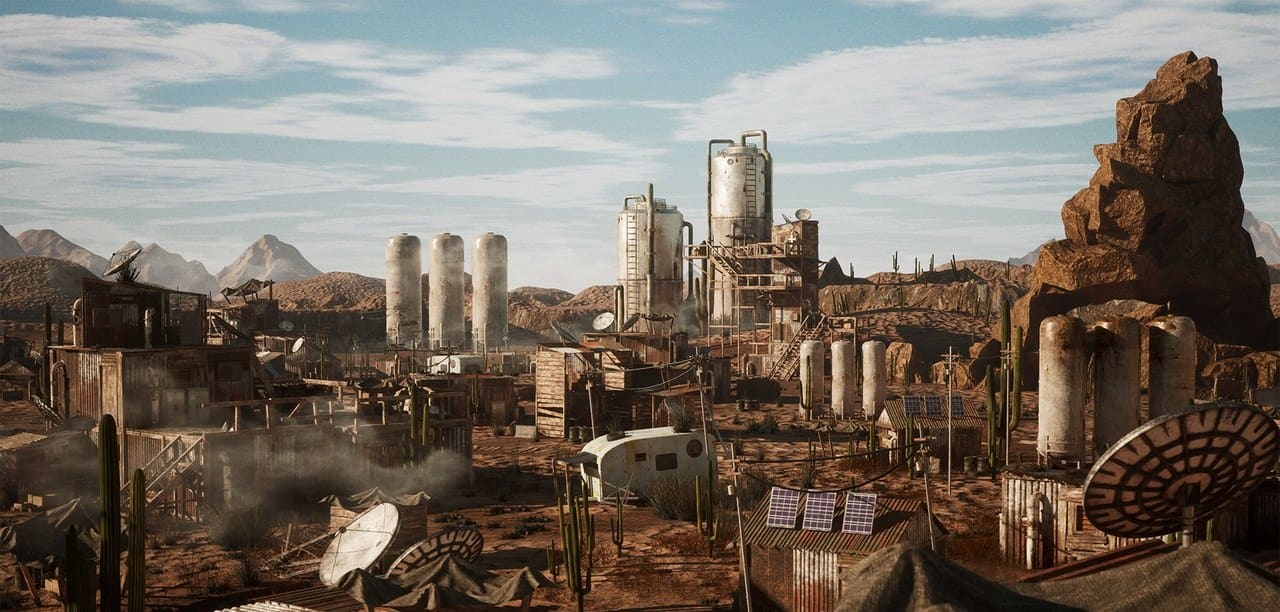 Post-Apocalyptic Desert Shantytown — ready-to-shoot virtual production set on the L.A. & ABQ Castle Studios stage