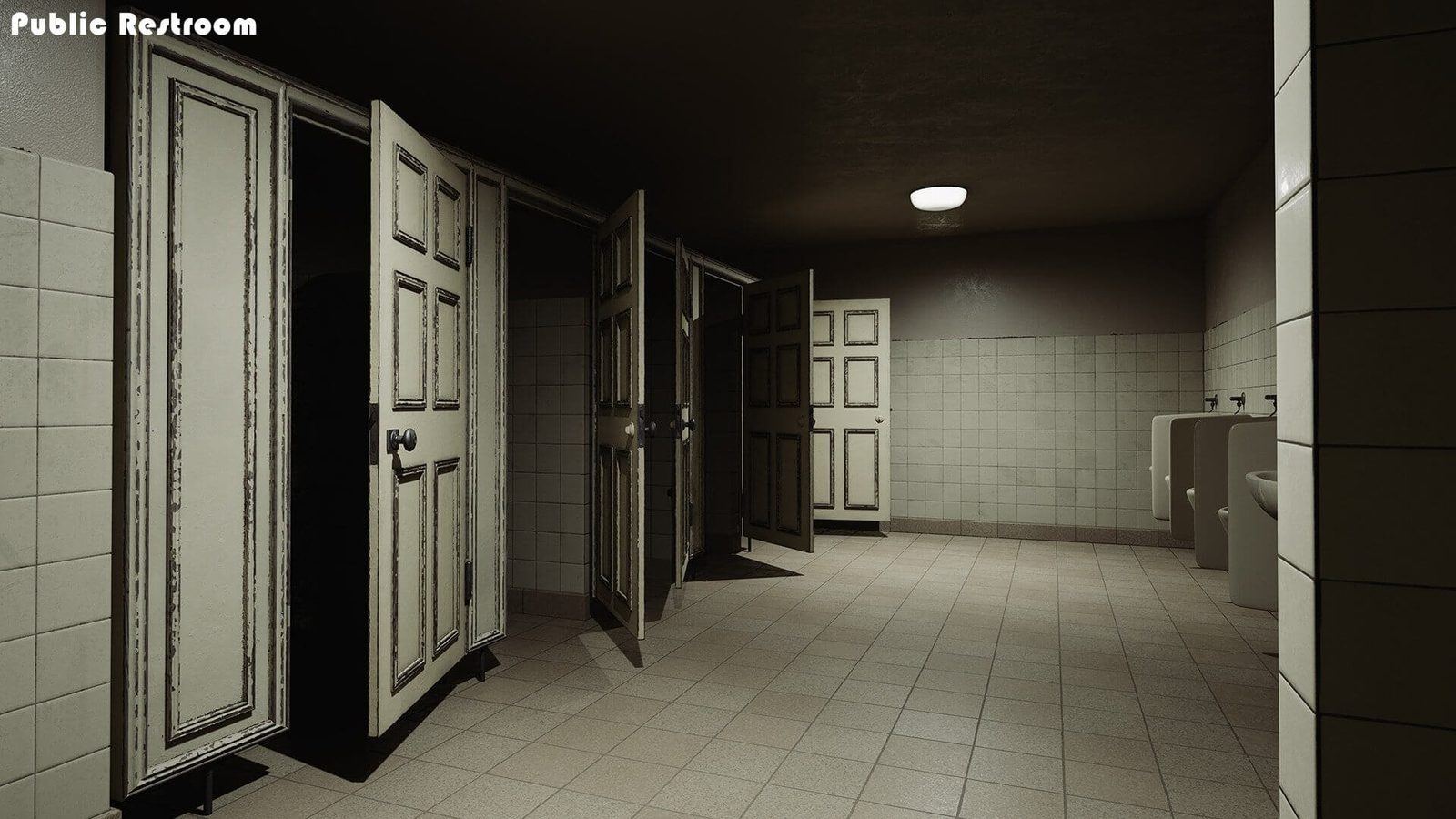 Public Restroom virtual production standing set — angle 5 on the L.A. & ABQ Castle Studios stage