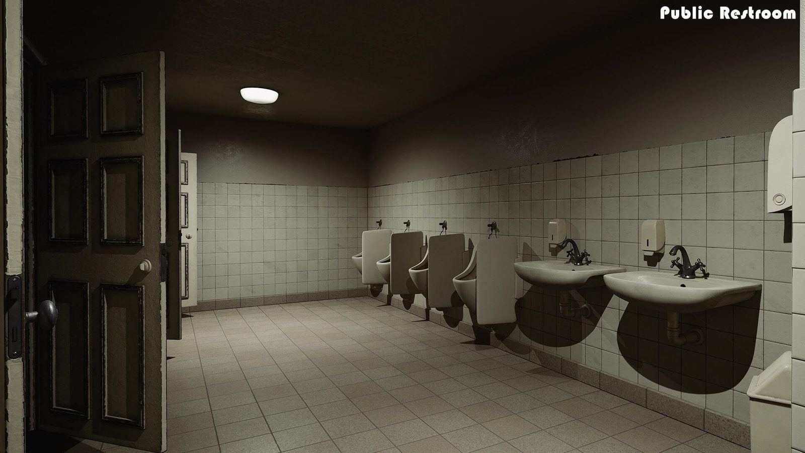 Public Restroom virtual production standing set — angle 6 on the L.A. & ABQ Castle Studios stage