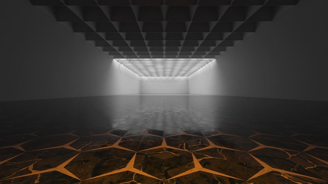 Retro-Futuristic Corridor virtual production standing set — angle 11 on the L.A. & ABQ Castle Studios stage