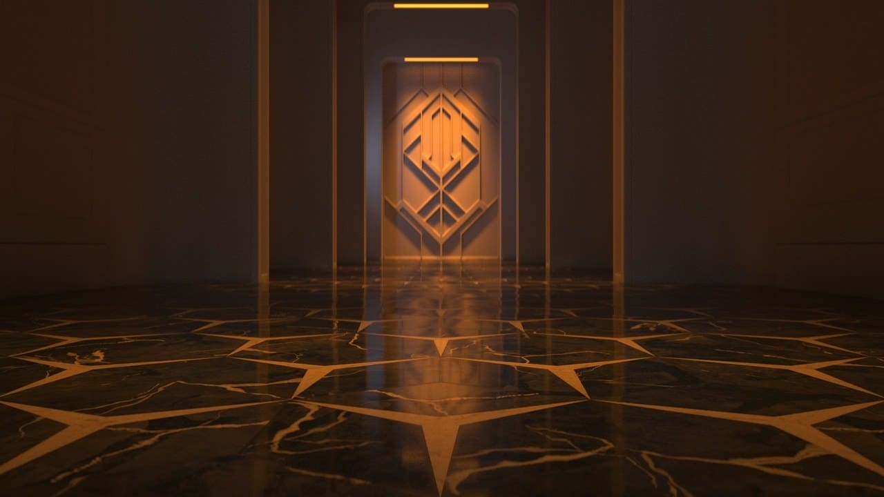 Retro-Futuristic Corridor virtual production standing set — angle 10 on the L.A. & ABQ Castle Studios stage