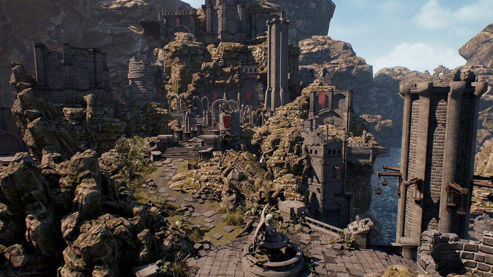 Rocky Ruins virtual production standing set — angle 3 on the L.A. & ABQ Castle Studios stage