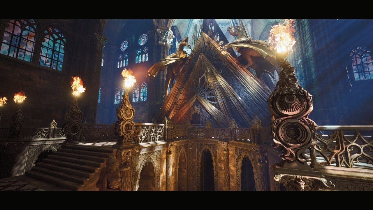 Sanctum Draconis virtual production standing set — angle 4 on the L.A. & ABQ Castle Studios stage