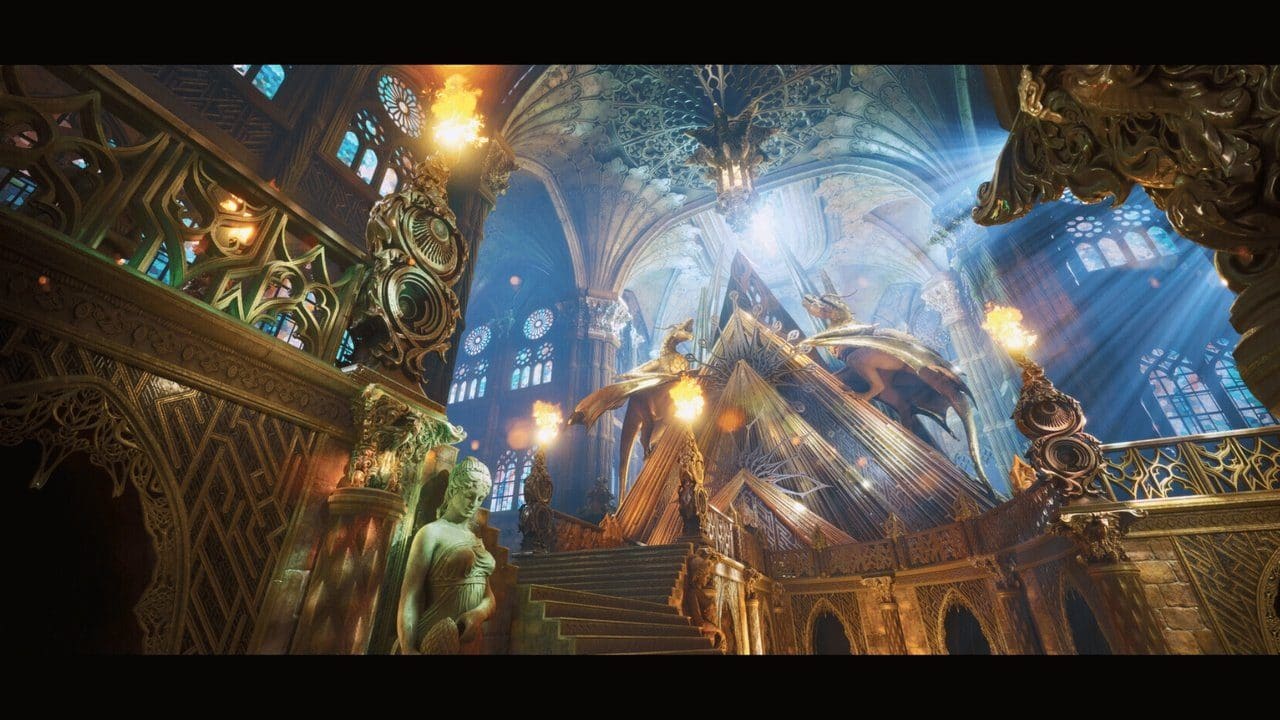 Sanctum Draconis virtual production standing set — angle 5 on the L.A. & ABQ Castle Studios stage