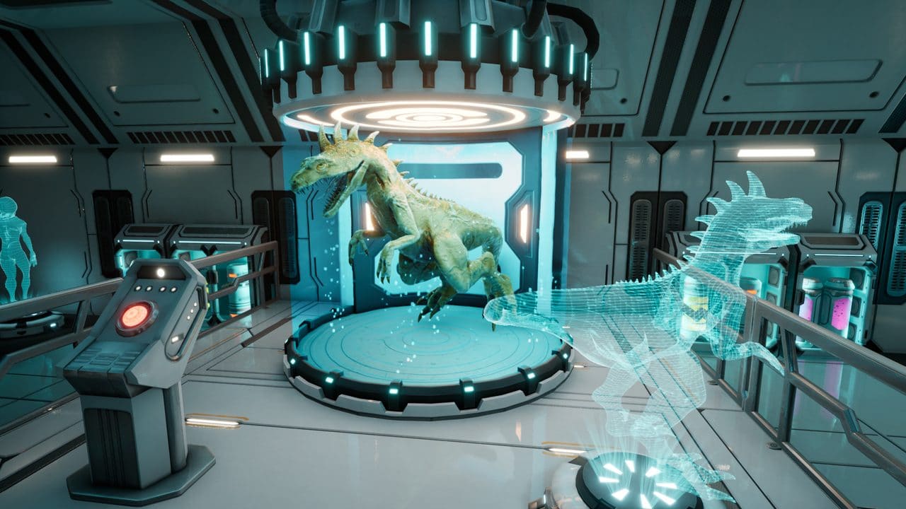 Sci-Fi Creatures Research Lab virtual production standing set — angle 2 on the L.A. & ABQ Castle Studios stage