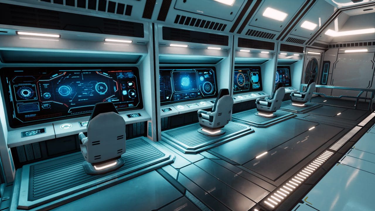 Sci-Fi Creatures Research Lab virtual production standing set — angle 4 on the L.A. & ABQ Castle Studios stage