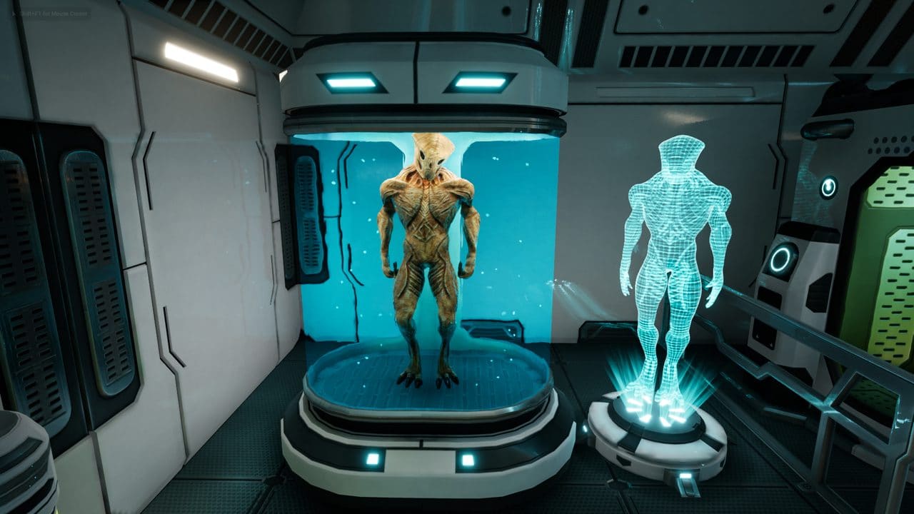 Sci-Fi Creatures Research Lab virtual production standing set — angle 5 on the L.A. & ABQ Castle Studios stage