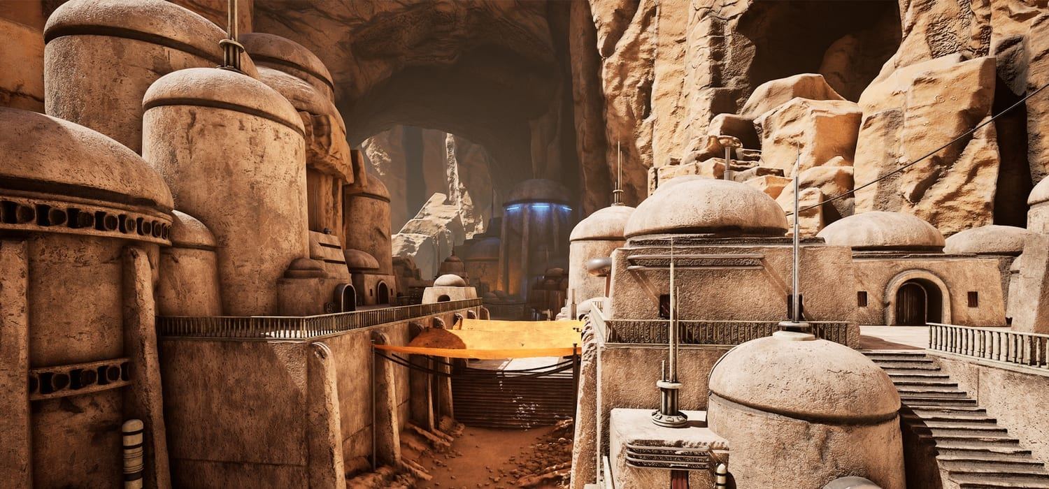 Sci-Fi Desert City virtual production standing set — angle 4 on the L.A. & ABQ Castle Studios stage