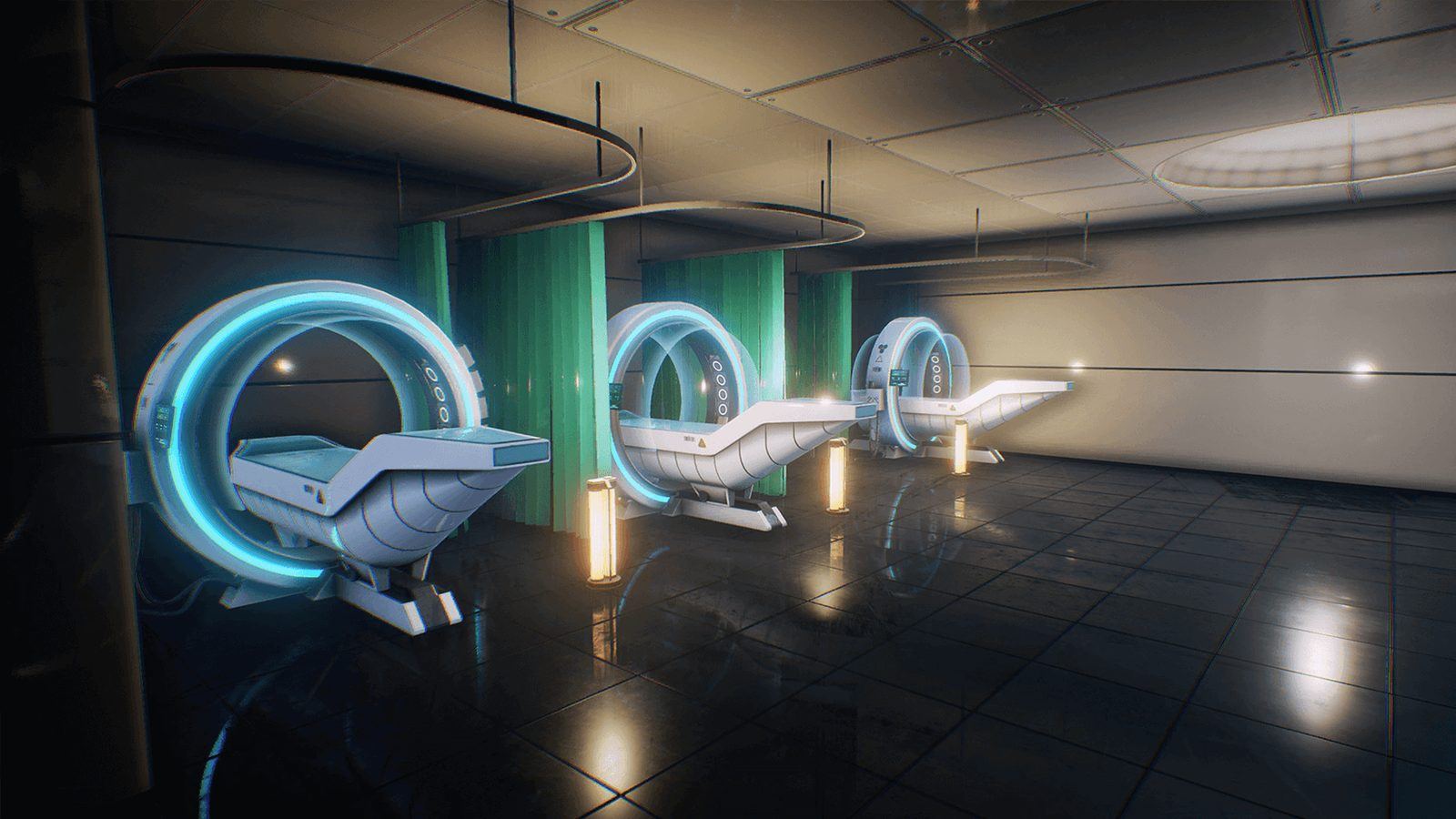 SciFi Hospital virtual production standing set — angle 4 on the L.A. & ABQ Castle Studios stage