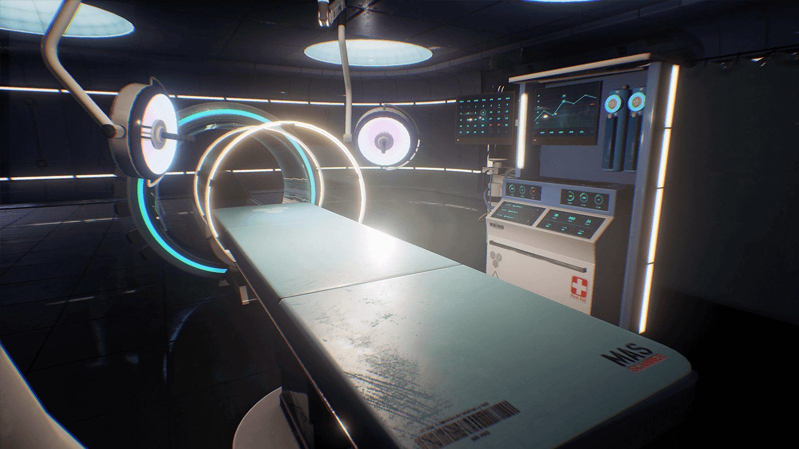 SciFi Hospital virtual production standing set — angle 5 on the L.A. & ABQ Castle Studios stage