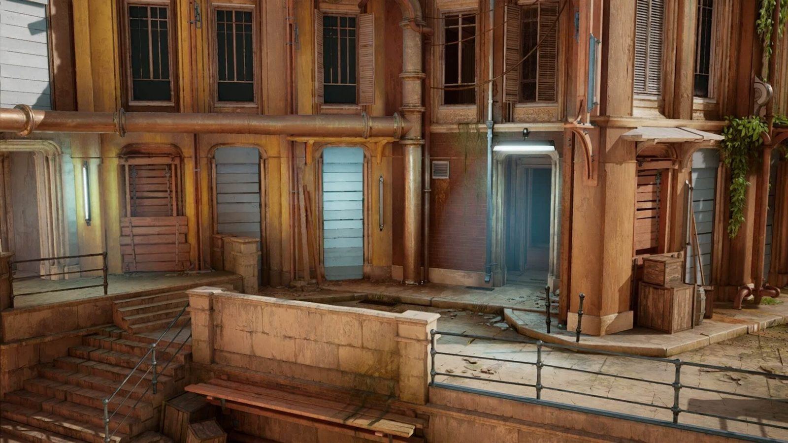 Seaside Town virtual production standing set — angle 6 on the L.A. & ABQ Castle Studios stage