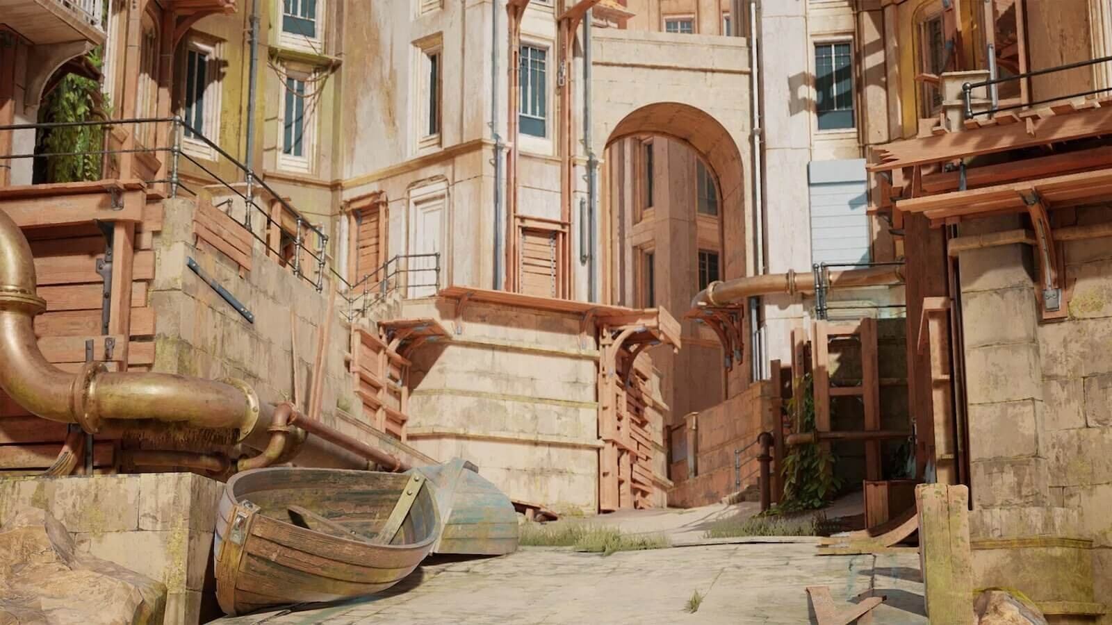 Seaside Town virtual production standing set — angle 9 on the L.A. & ABQ Castle Studios stage