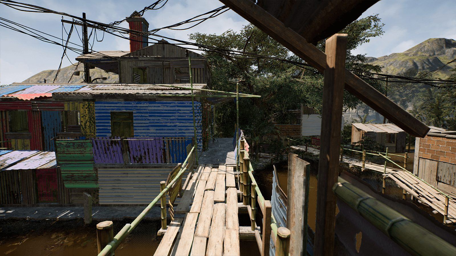 Shanty Village virtual production standing set — angle 3 on the L.A. & ABQ Castle Studios stage