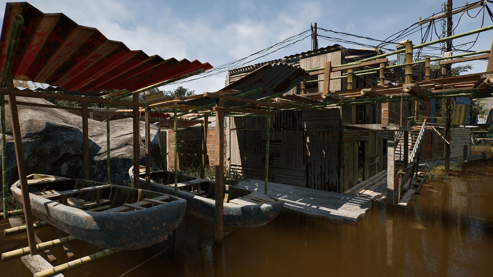 Shanty Village virtual production standing set — angle 4 on the L.A. & ABQ Castle Studios stage