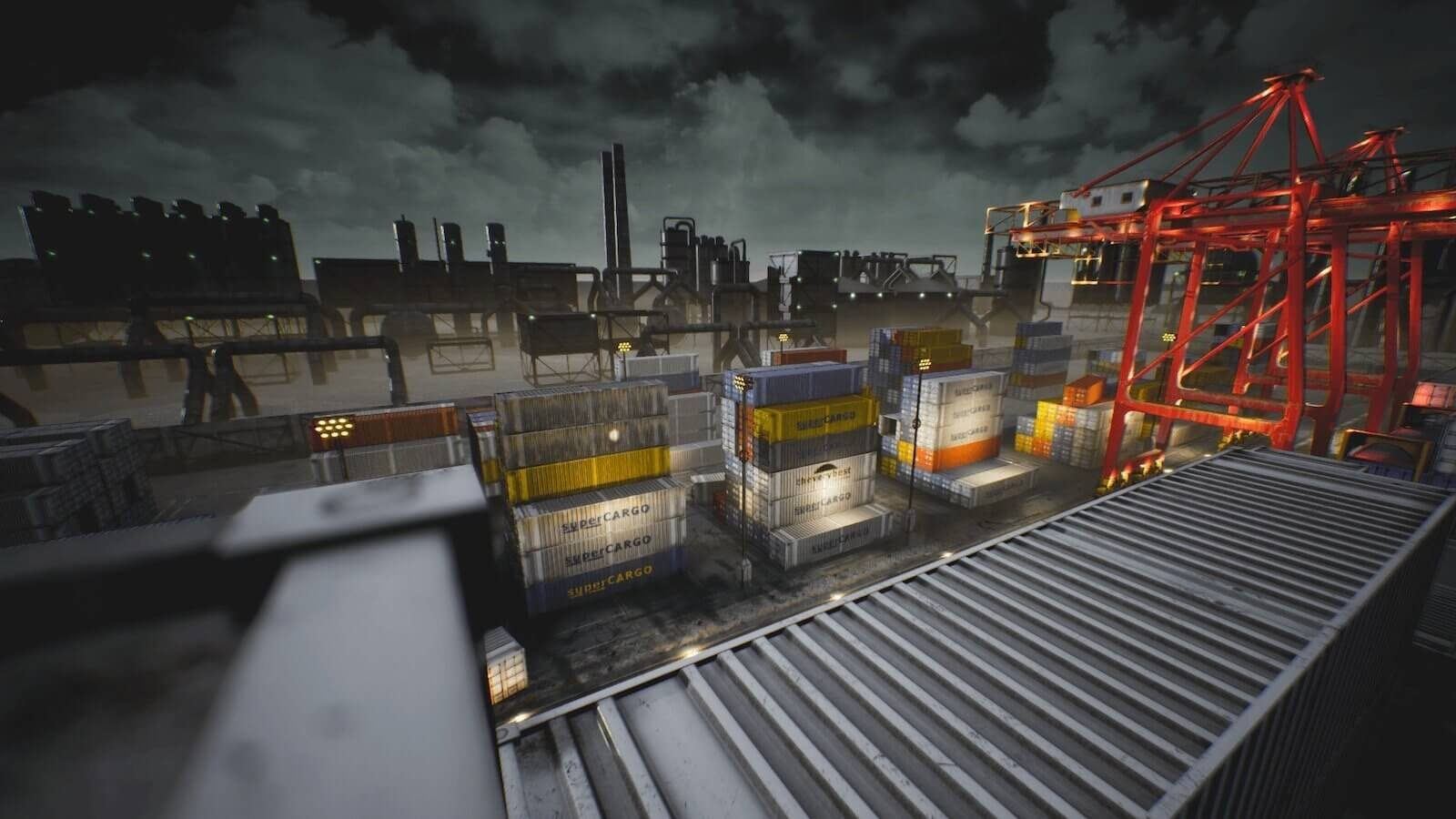 Shipyard and Port virtual production standing set — angle 3 on the L.A. & ABQ Castle Studios stage
