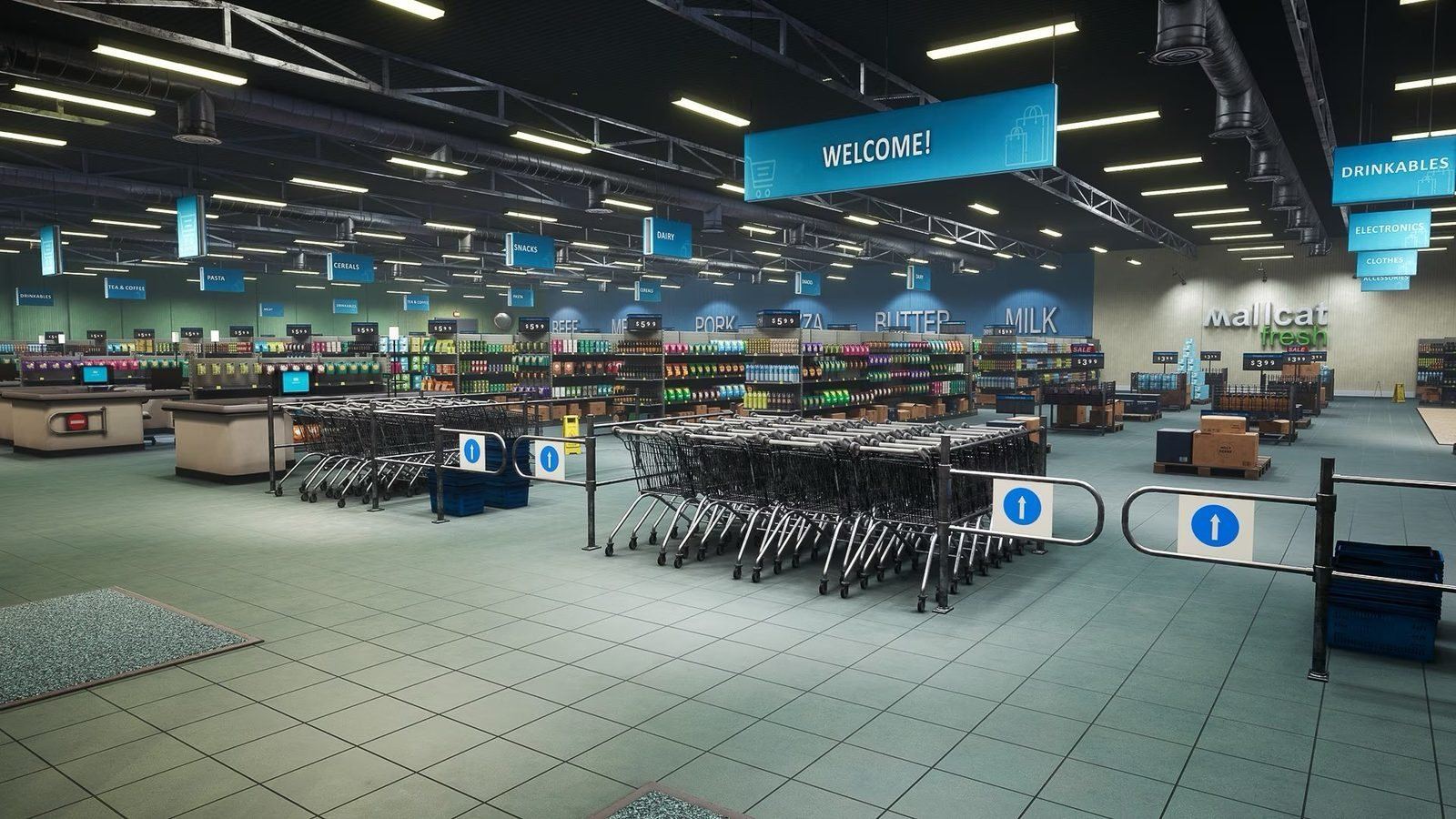 Shopping Plaza virtual production standing set — angle 12 on the L.A. & ABQ Castle Studios stage