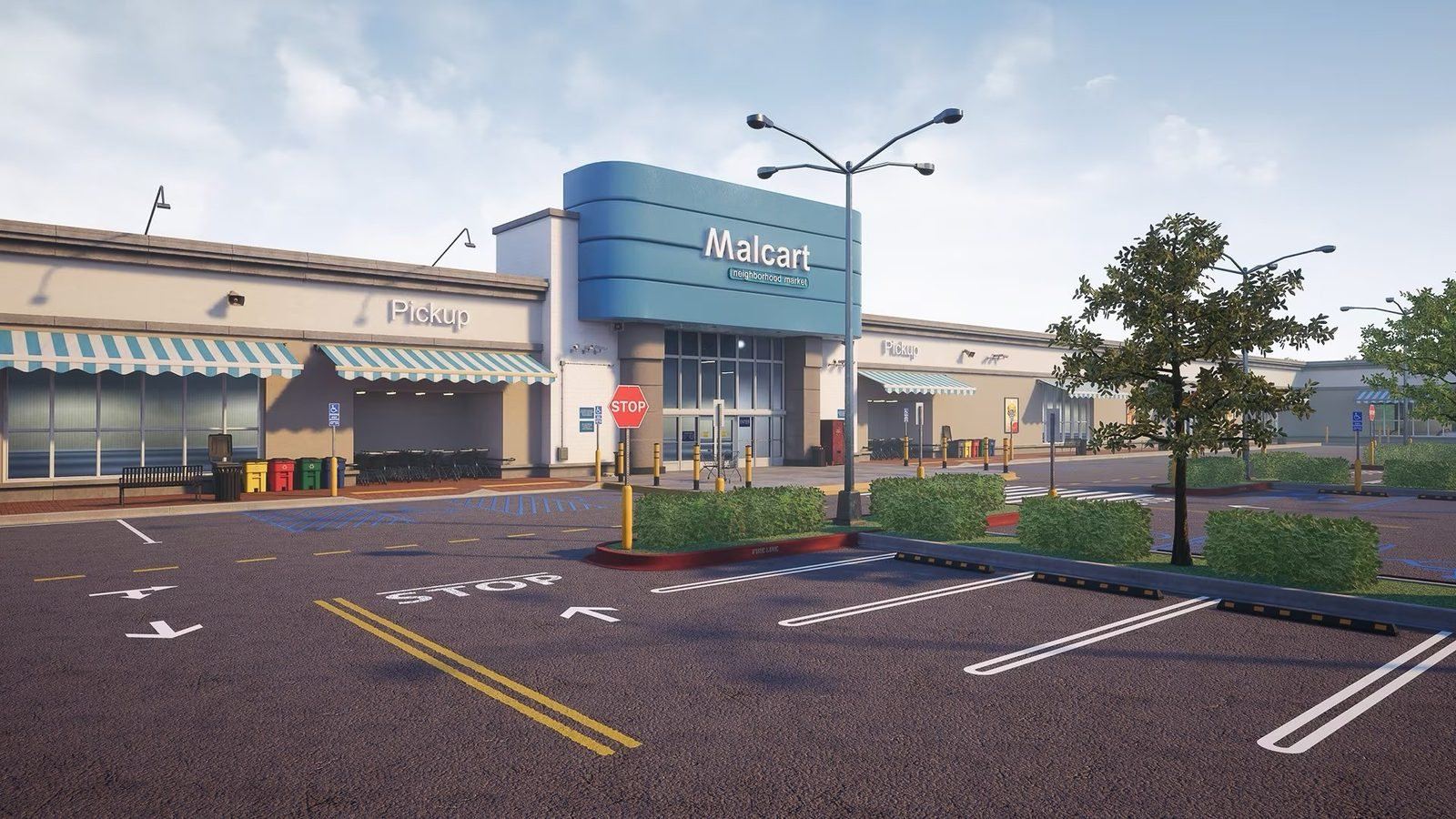 Shopping Plaza virtual production standing set — angle 17 on the L.A. & ABQ Castle Studios stage