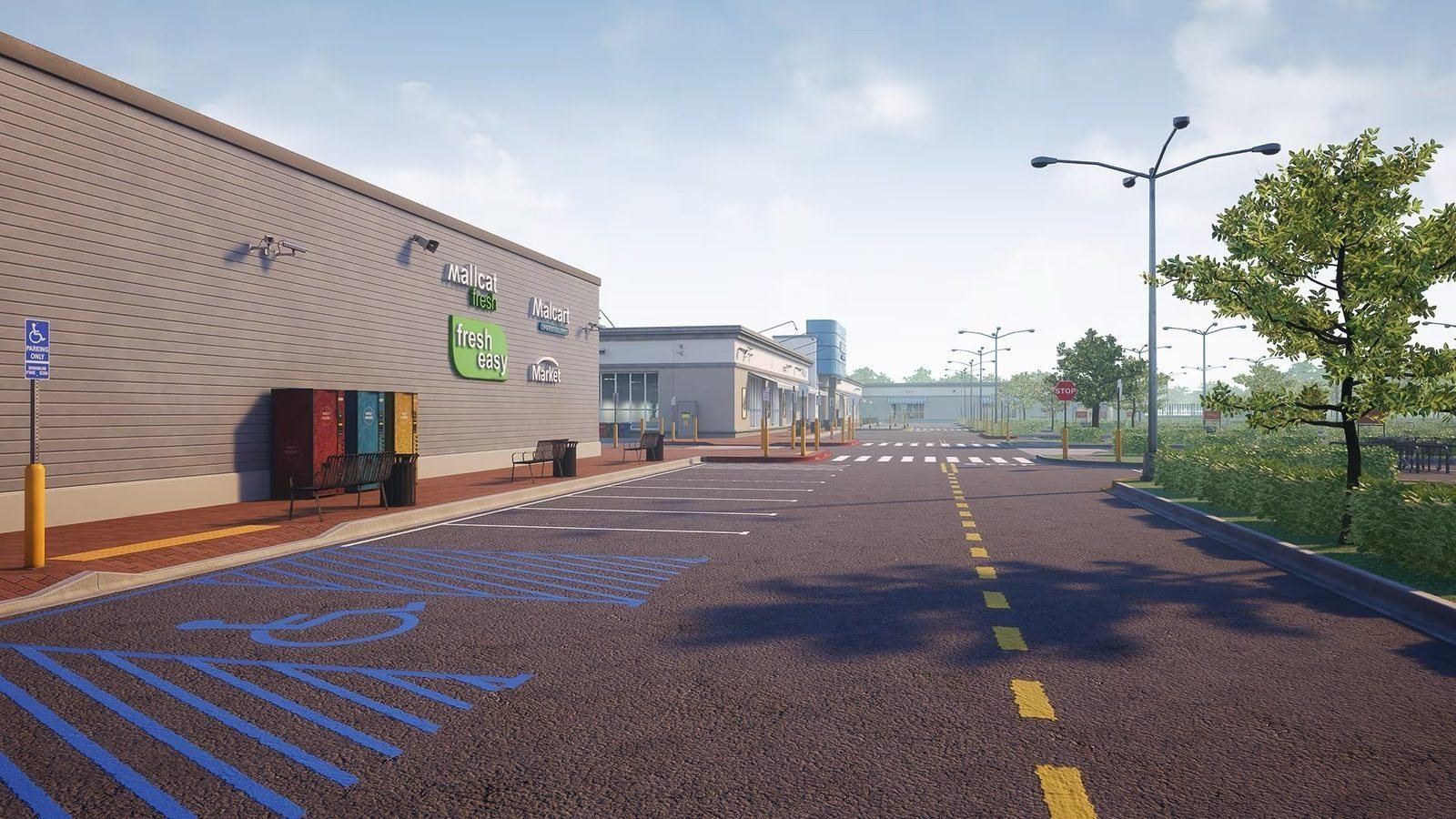 Shopping Plaza virtual production standing set — angle 19 on the L.A. & ABQ Castle Studios stage