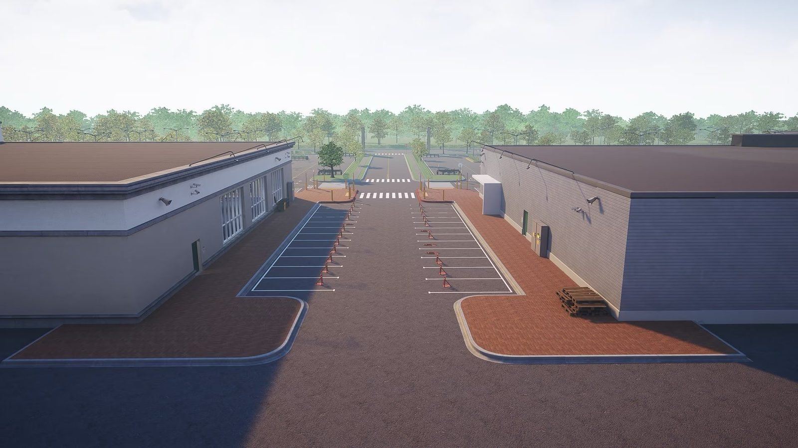 Shopping Plaza virtual production standing set — angle 20 on the L.A. & ABQ Castle Studios stage