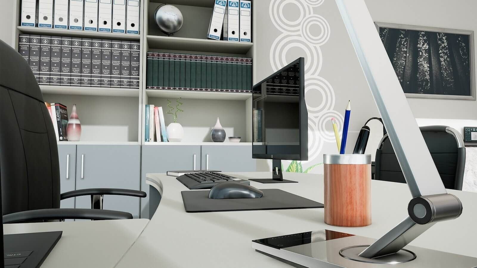 Single Room Office virtual production standing set — angle 4 on the L.A. & ABQ Castle Studios stage