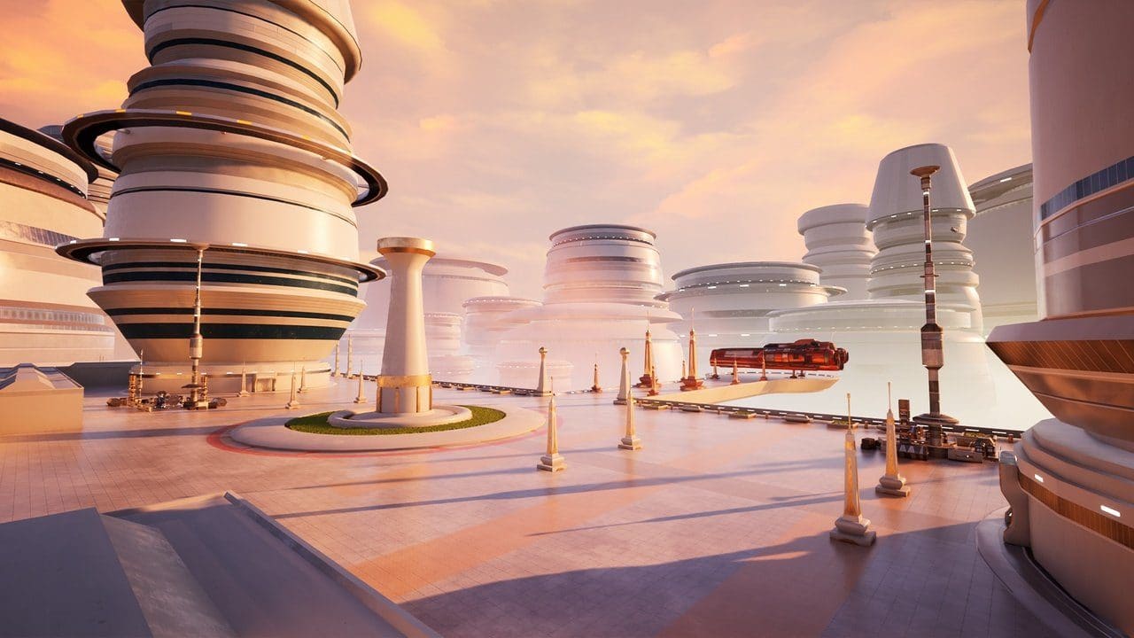 Skyline City virtual production standing set — angle 4 on the L.A. & ABQ Castle Studios stage