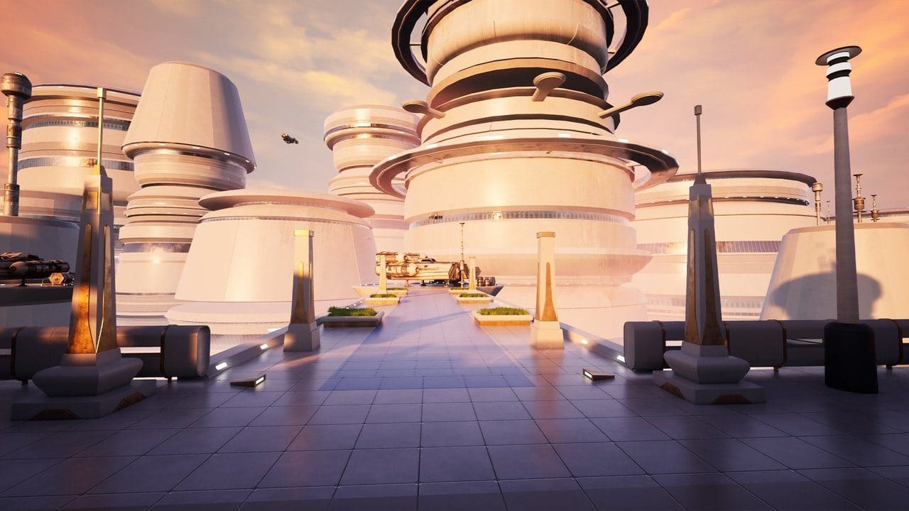 Skyline City virtual production standing set — angle 8 on the L.A. & ABQ Castle Studios stage