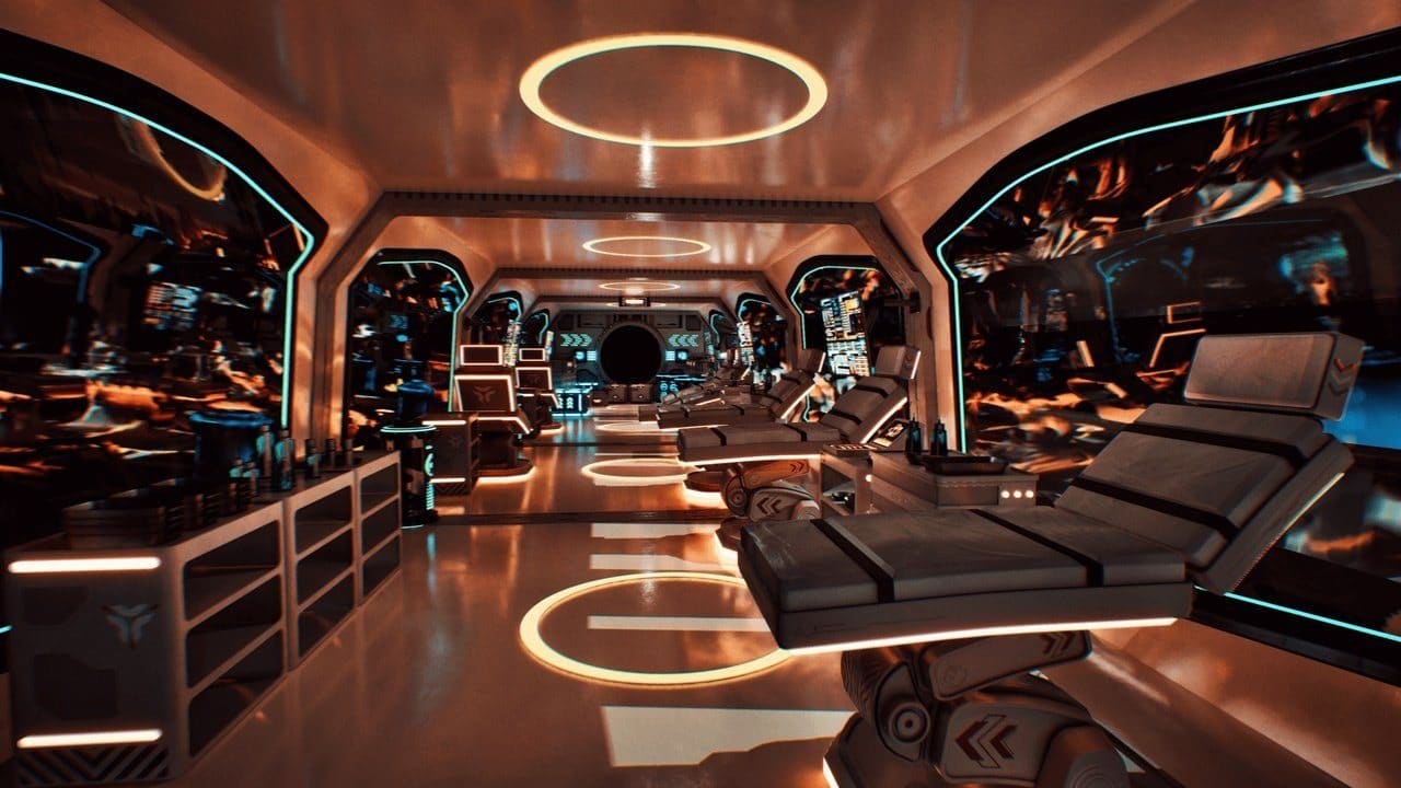 Space Cruiser virtual production standing set — angle 12 on the L.A. & ABQ Castle Studios stage