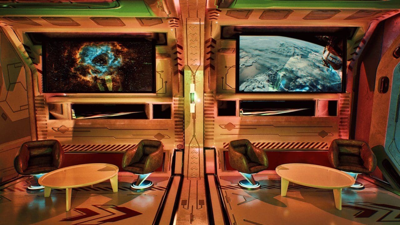 Space Cruiser virtual production standing set — angle 3 on the L.A. & ABQ Castle Studios stage