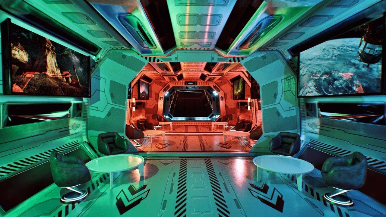 Space Cruiser virtual production standing set — angle 6 on the L.A. & ABQ Castle Studios stage