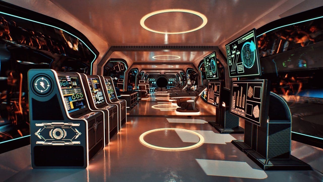 Space Cruiser virtual production standing set — angle 9 on the L.A. & ABQ Castle Studios stage