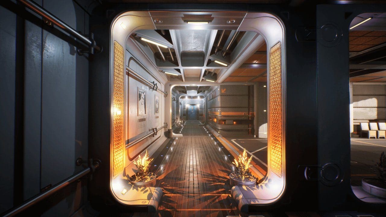 Space Habitat virtual production standing set — angle 3 on the L.A. & ABQ Castle Studios stage