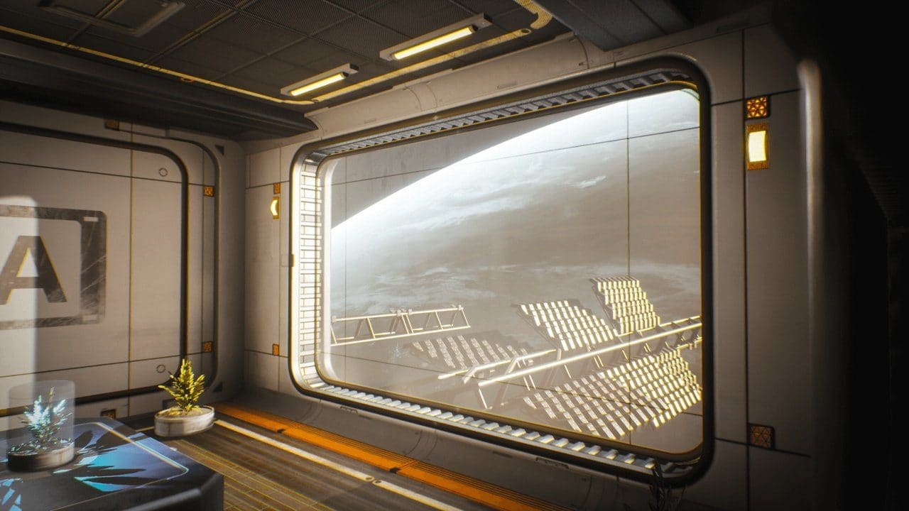 Space Habitat virtual production standing set — angle 7 on the L.A. & ABQ Castle Studios stage