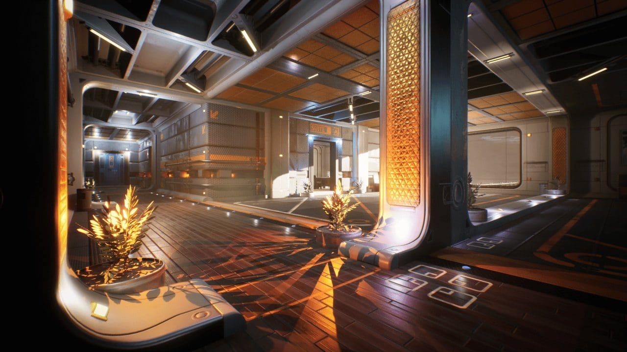 Space Habitat virtual production standing set — angle 8 on the L.A. & ABQ Castle Studios stage