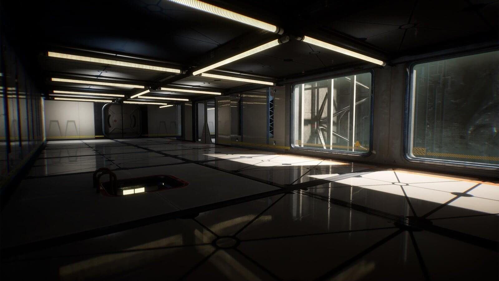 Space Laboratory virtual production standing set — angle 3 on the L.A. & ABQ Castle Studios stage