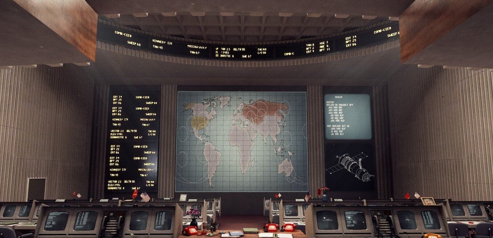 Space Launch Control virtual production standing set — angle 13 on the L.A. & ABQ Castle Studios stage