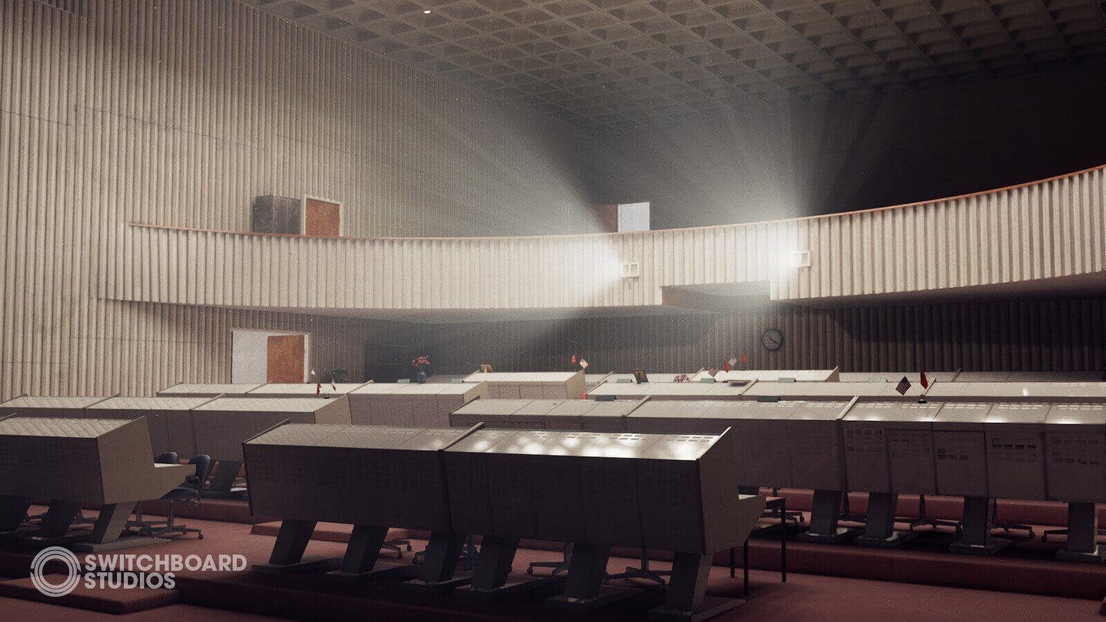 Space Launch Control virtual production standing set — angle 6 on the L.A. & ABQ Castle Studios stage