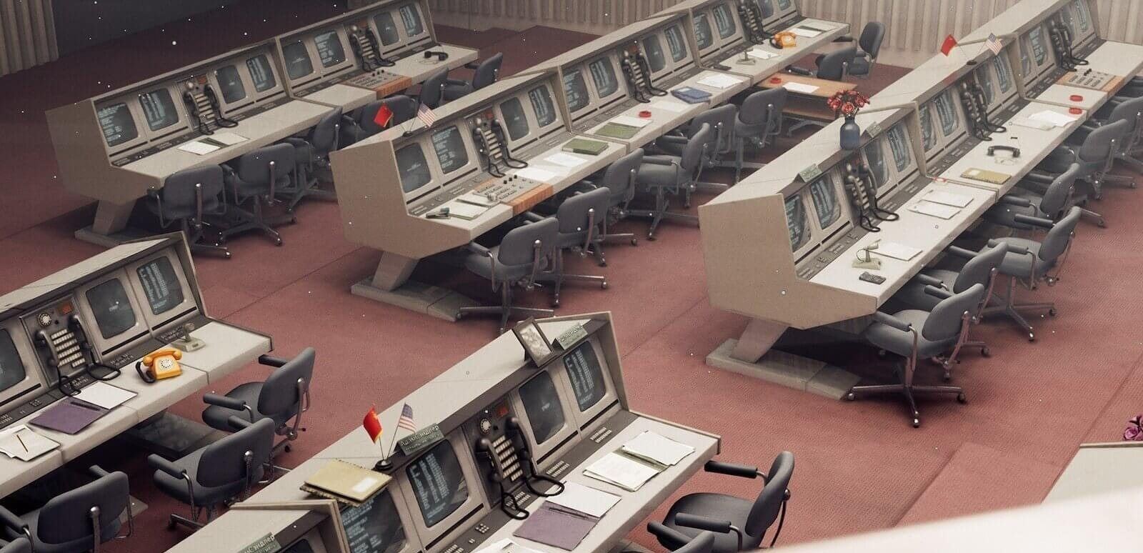 Space Launch Control virtual production standing set — angle 9 on the L.A. & ABQ Castle Studios stage