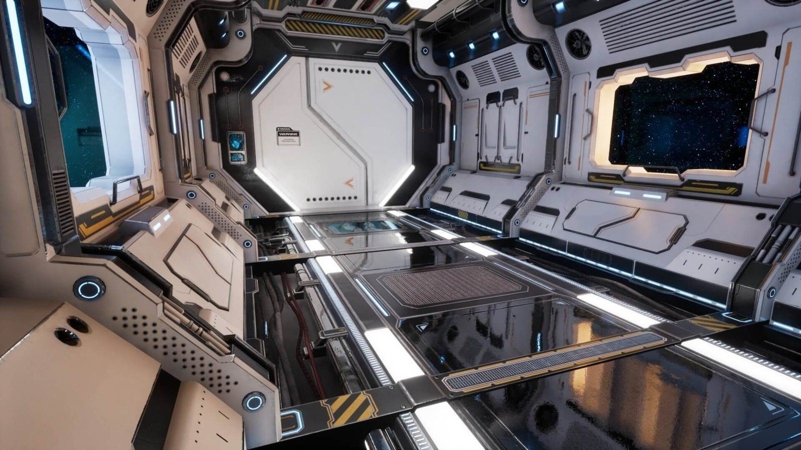 Space Station with Planet View virtual production standing set — angle 12 on the L.A. & ABQ Castle Studios stage