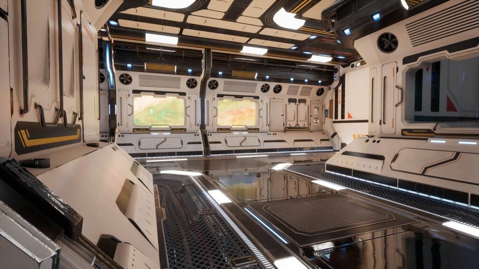 Space Station with Planet View virtual production standing set — angle 14 on the L.A. & ABQ Castle Studios stage