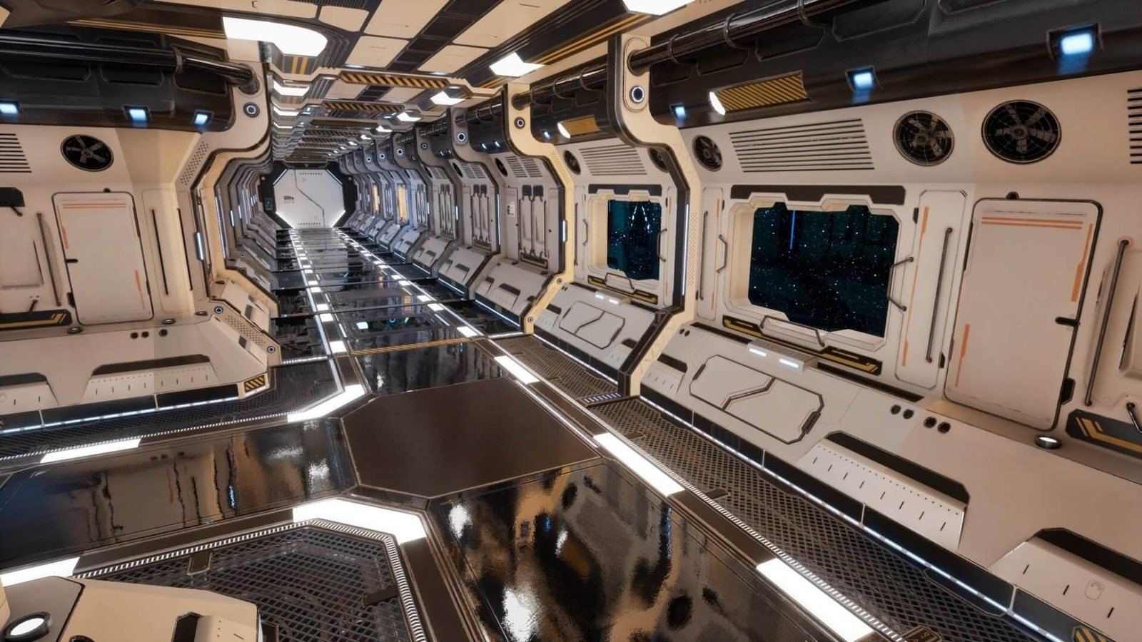 Space Station with Planet View virtual production standing set — angle 15 on the L.A. & ABQ Castle Studios stage