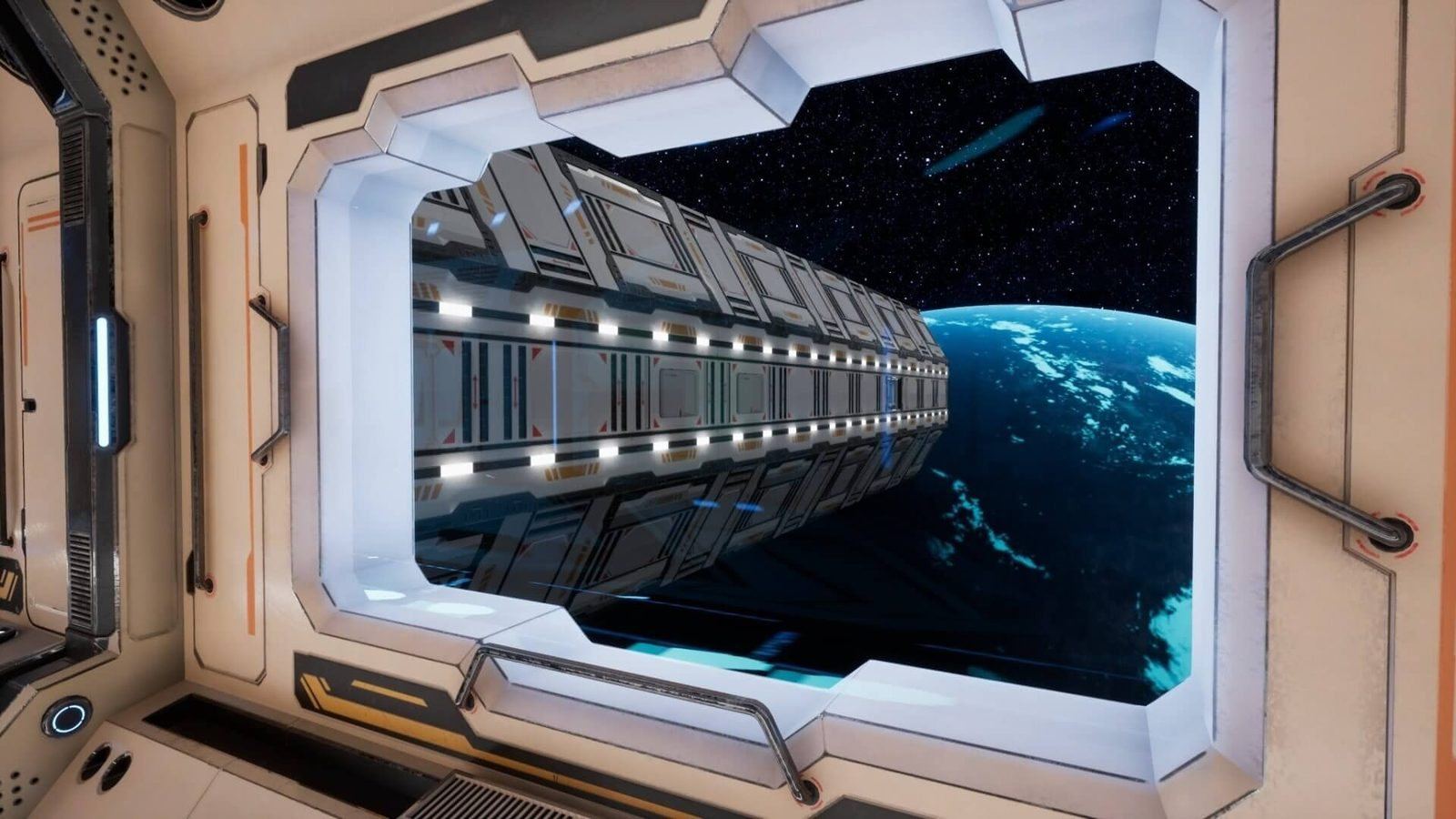 Space Station with Planet View virtual production standing set — angle 19 on the L.A. & ABQ Castle Studios stage