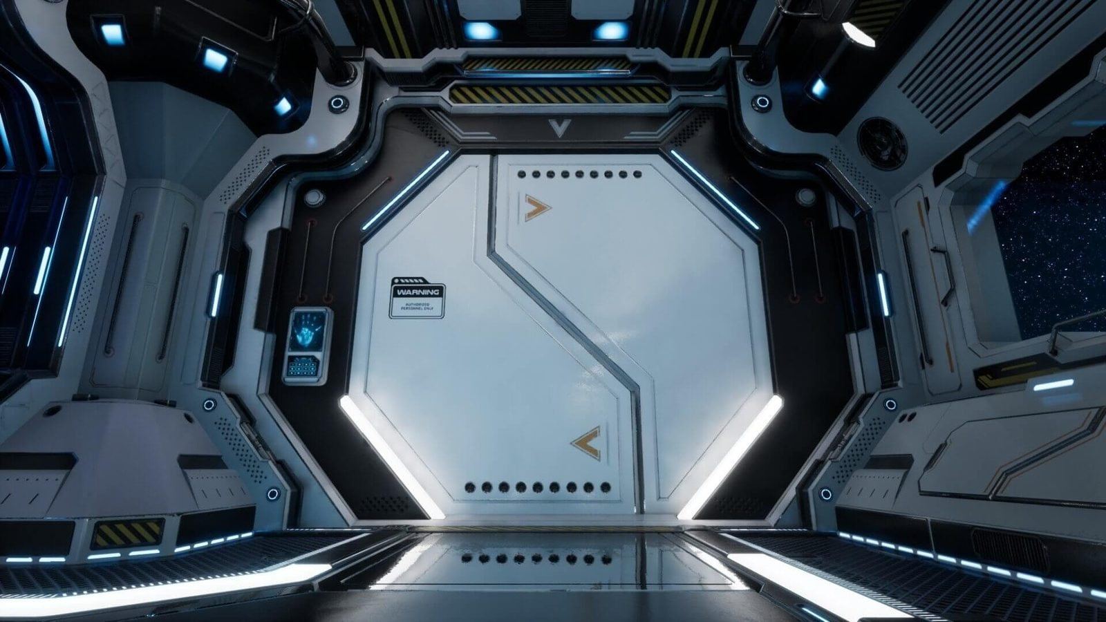 Space Station with Planet View virtual production standing set — angle 9 on the L.A. & ABQ Castle Studios stage